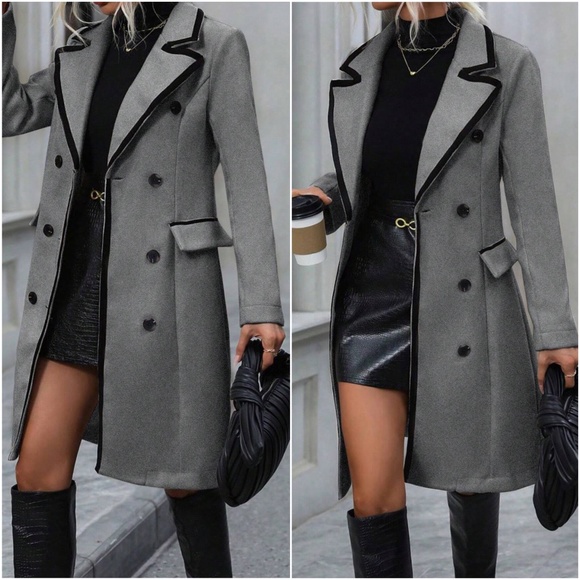 Plus Classic Two Tone Button Color Block jacket Coat - Picture 2 of 3